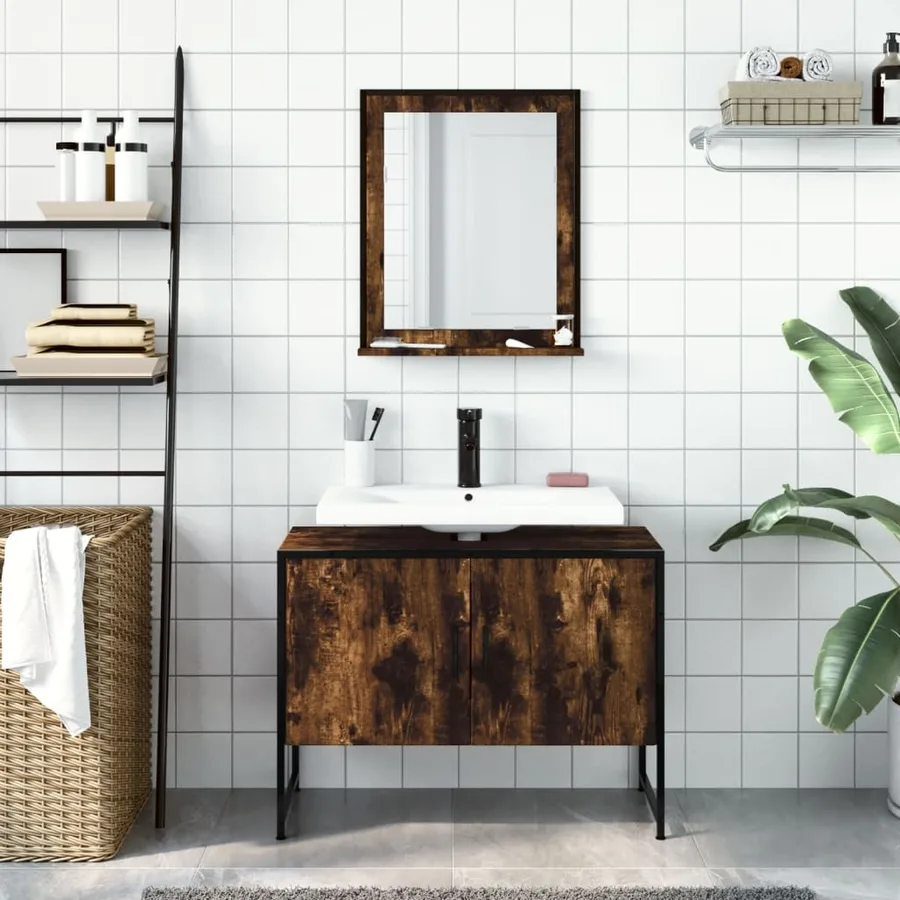 Ensemble d'armoires de salle de bain 2 pcs chêne fumé - 3