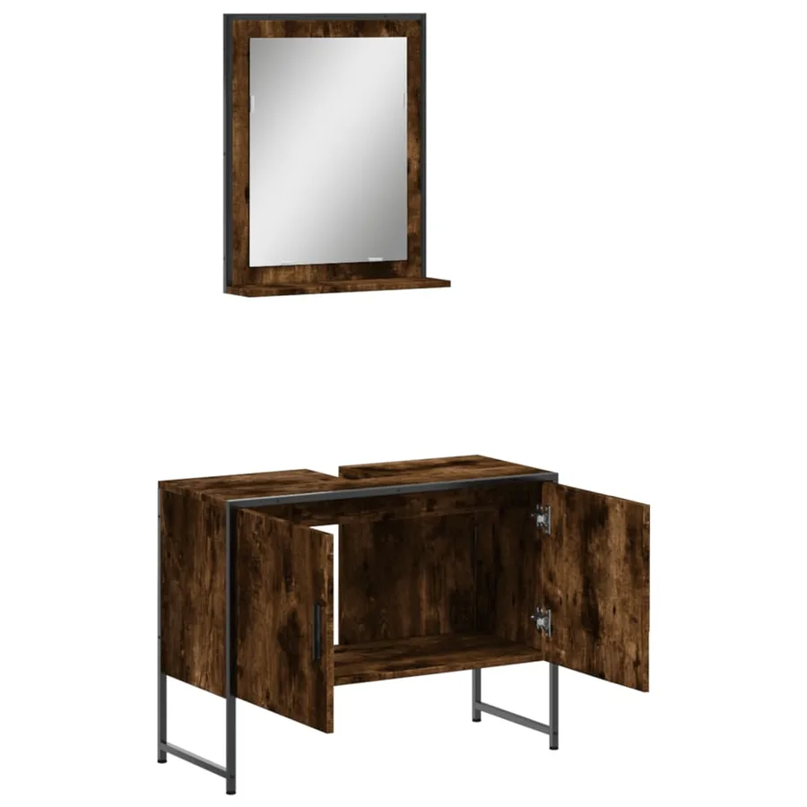 Ensemble d'armoires de salle de bain 2 pcs chêne fumé - 5