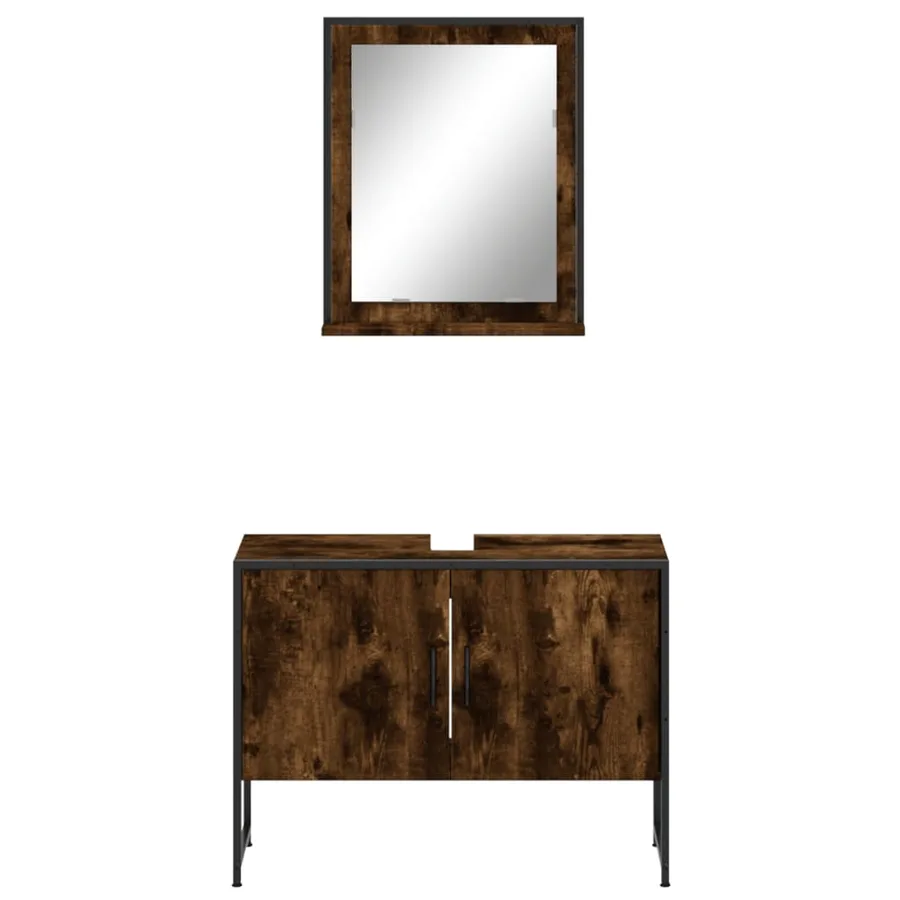 Ensemble d'armoires de salle de bain 2 pcs chêne fumé - 6