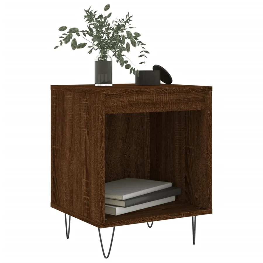 Table de chevet chêne marron 40x35x50 cm bois d’ingénierie - 3
