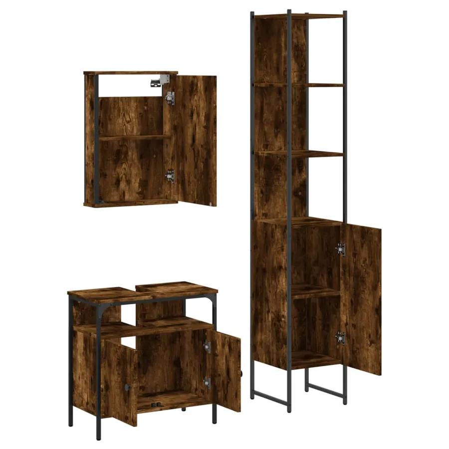 Ensemble de meubles de salle de bain 3 pcs Chêne fumé - 5