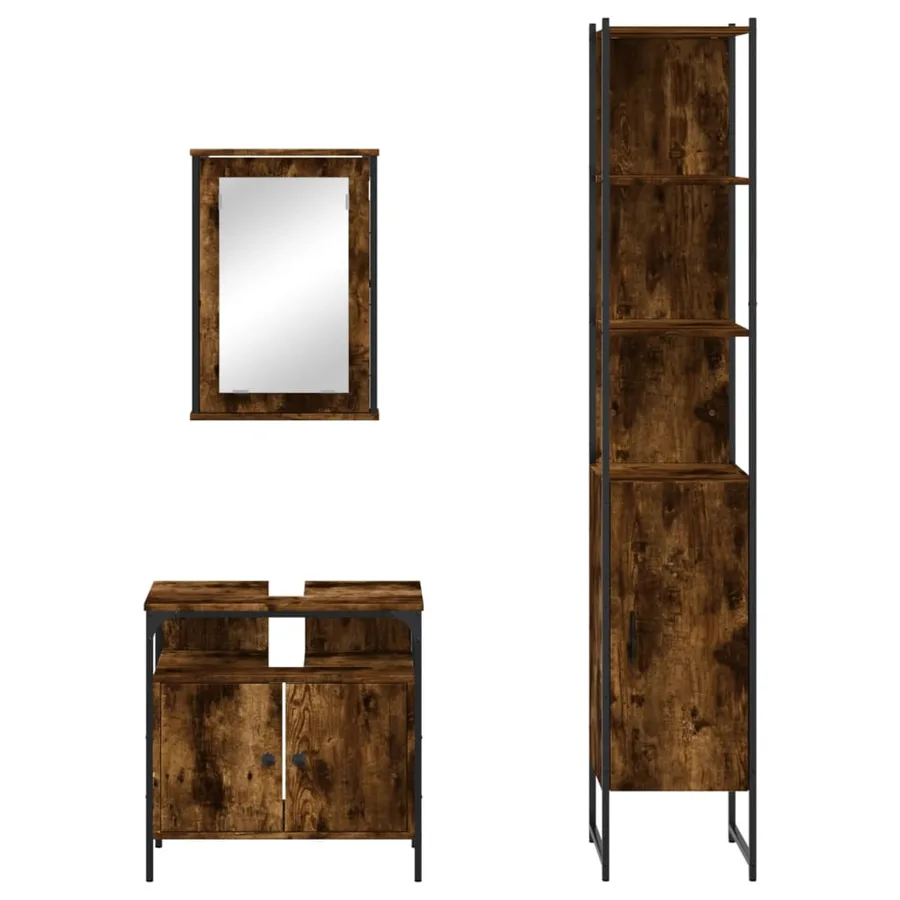 Ensemble de meubles de salle de bain 3 pcs Chêne fumé - 6