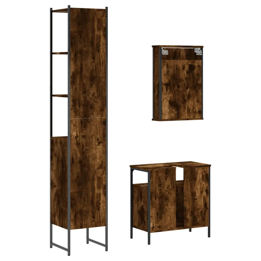 Ensemble de meubles de salle de bain 3 pcs Chêne fumé - 8