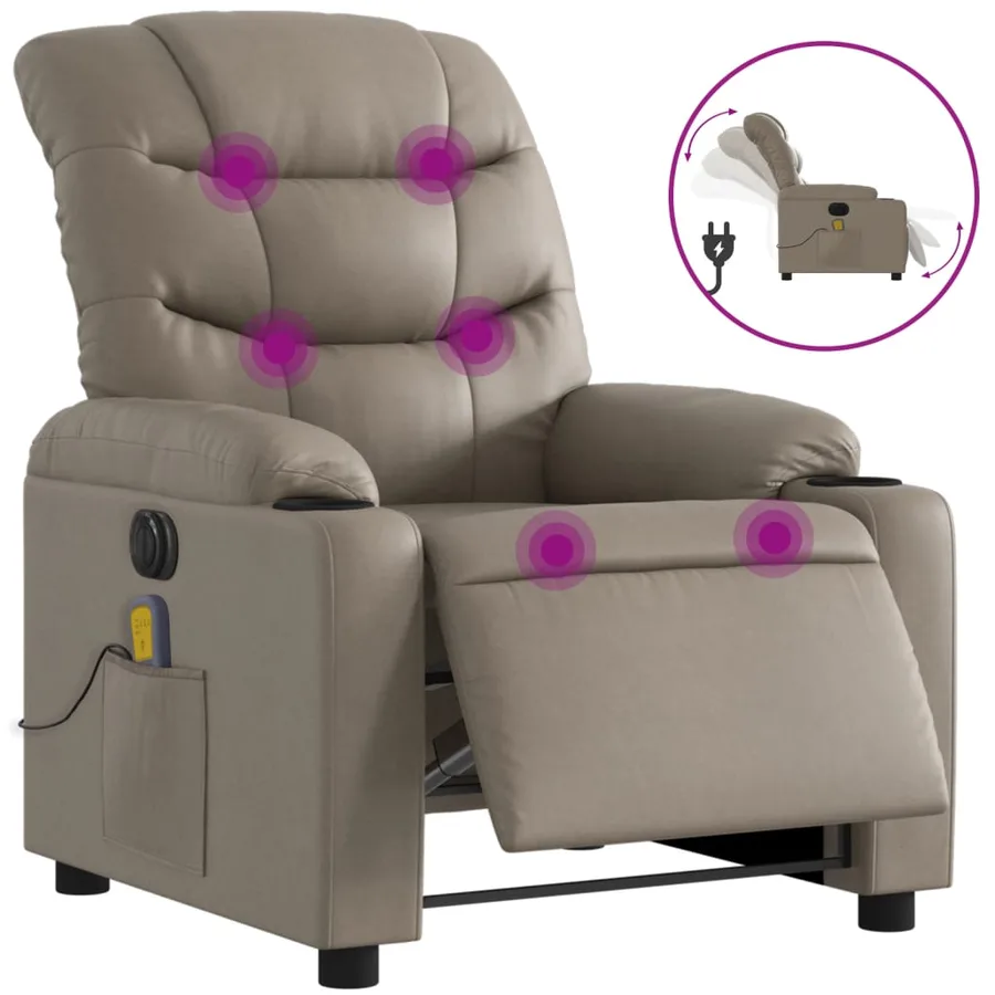 Fauteuil de massage inclinable électrique cappuccino similicuir - 2