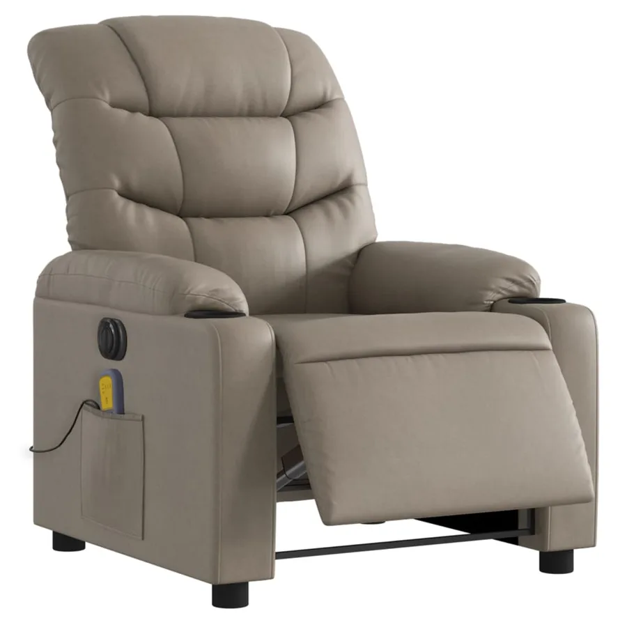 Fauteuil de massage inclinable électrique cappuccino similicuir - 3