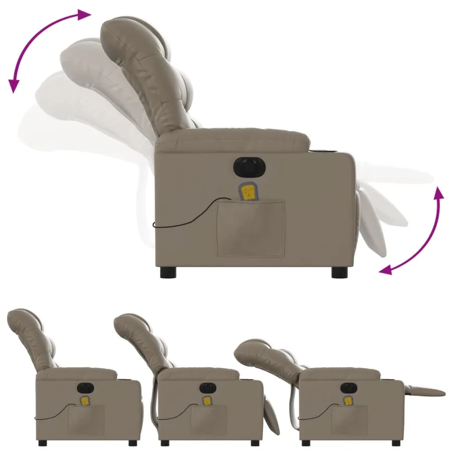 Fauteuil de massage inclinable électrique cappuccino similicuir - 7