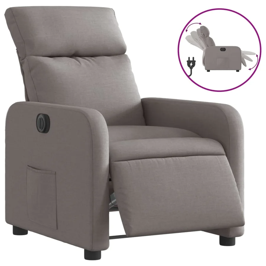 Fauteuil inclinable électrique Taupe Tissu - 2