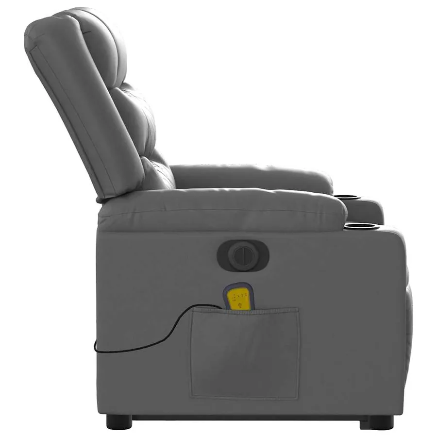 Fauteuil inclinable de massage électrique gris similicuir - 10
