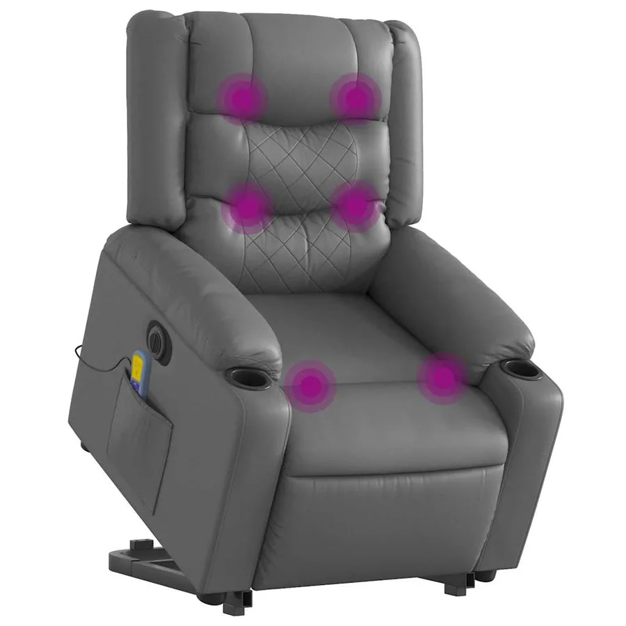 Fauteuil inclinable de massage électrique gris similicuir - 3