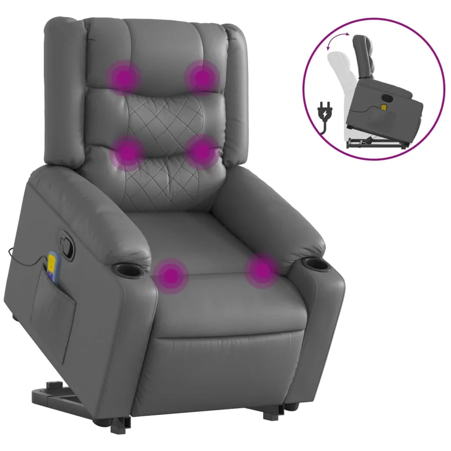 Fauteuil inclinable de massage Gris Similicuir - 2