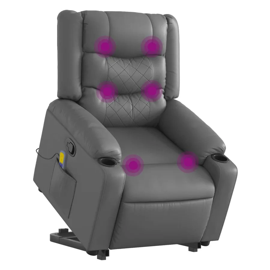 Fauteuil inclinable de massage Gris Similicuir - 3