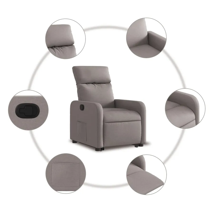 Fauteuil inclinable taupe tissu - 8