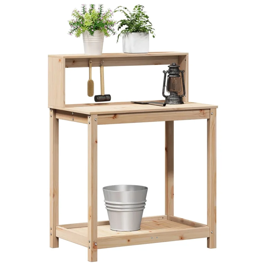 Table de rempotage et étagères 82,5x50x109,5 cm bois massif pin - 4