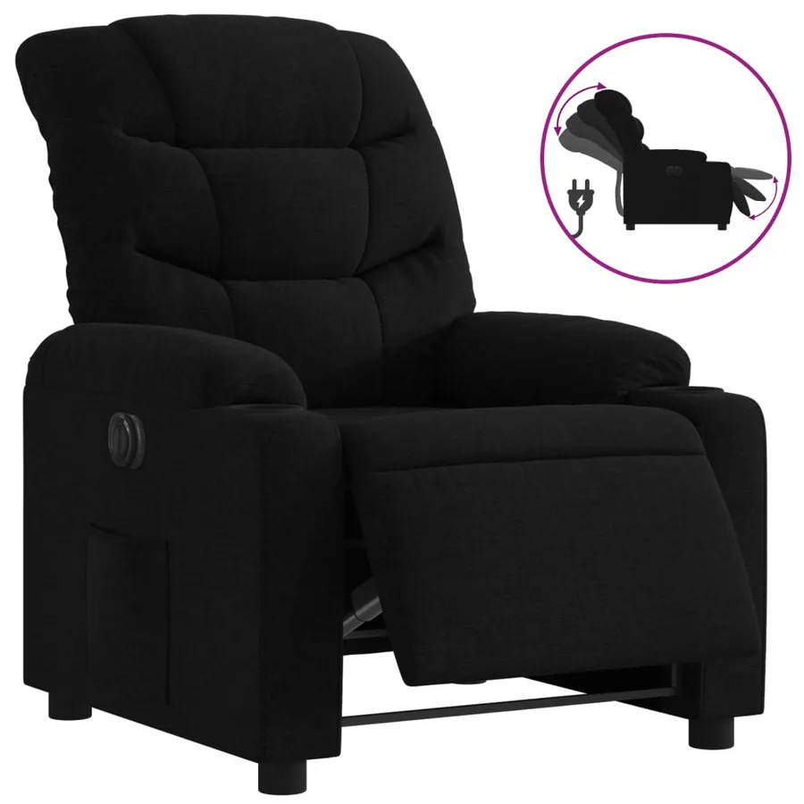 Fauteuil inclinable électrique Noir Tissu - 2