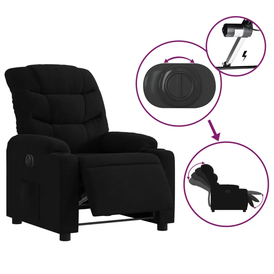 Fauteuil inclinable électrique Noir Tissu - 6