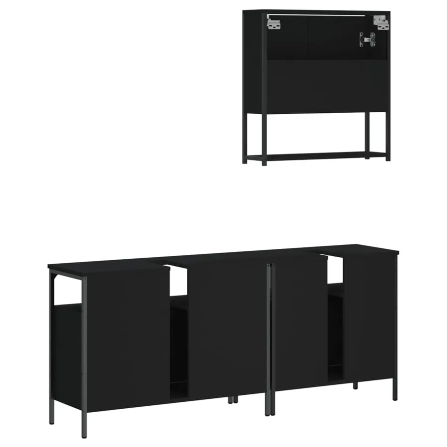 Ensemble de meubles salle de bain 3 pcs noir bois d'ingénierie - 8