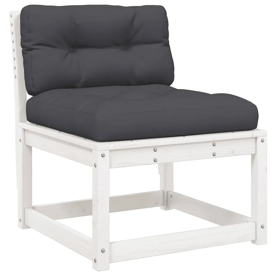 Canapé de jardin avec coussins blanc bois de pin solide - 2