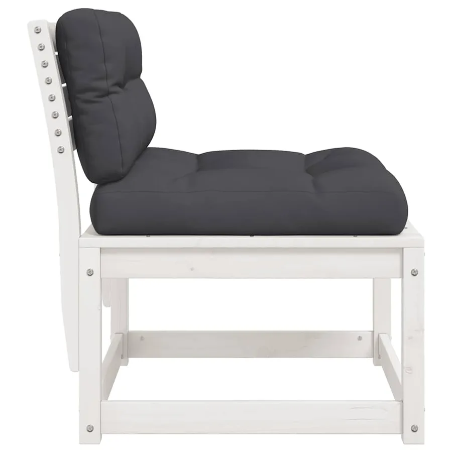 Canapé de jardin avec coussins blanc bois de pin solide - 6