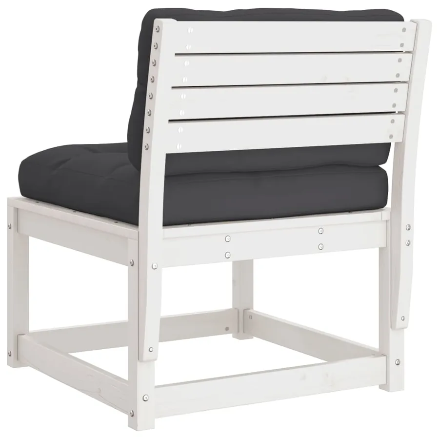 Canapé de jardin avec coussins blanc bois de pin solide - 7