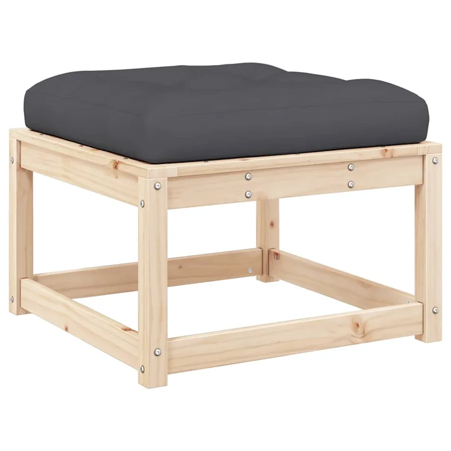 Repose-pied de jardin avec coussins bois de pin massif - 2