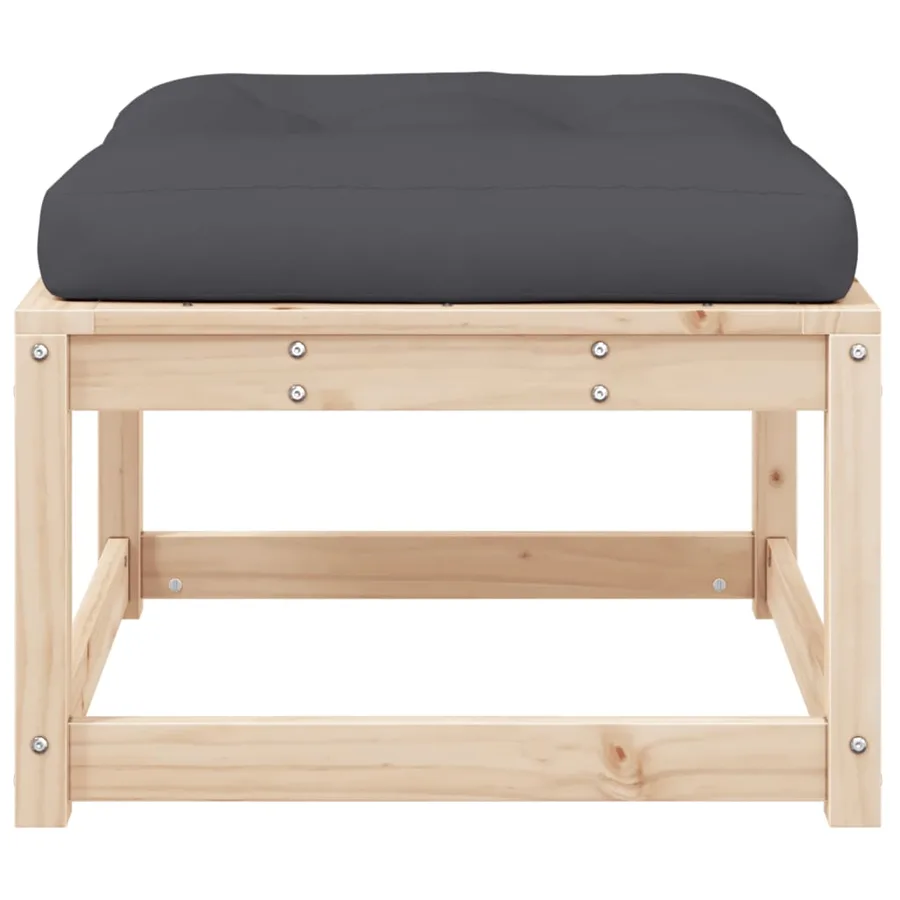 Repose-pied de jardin avec coussins bois de pin massif - 5