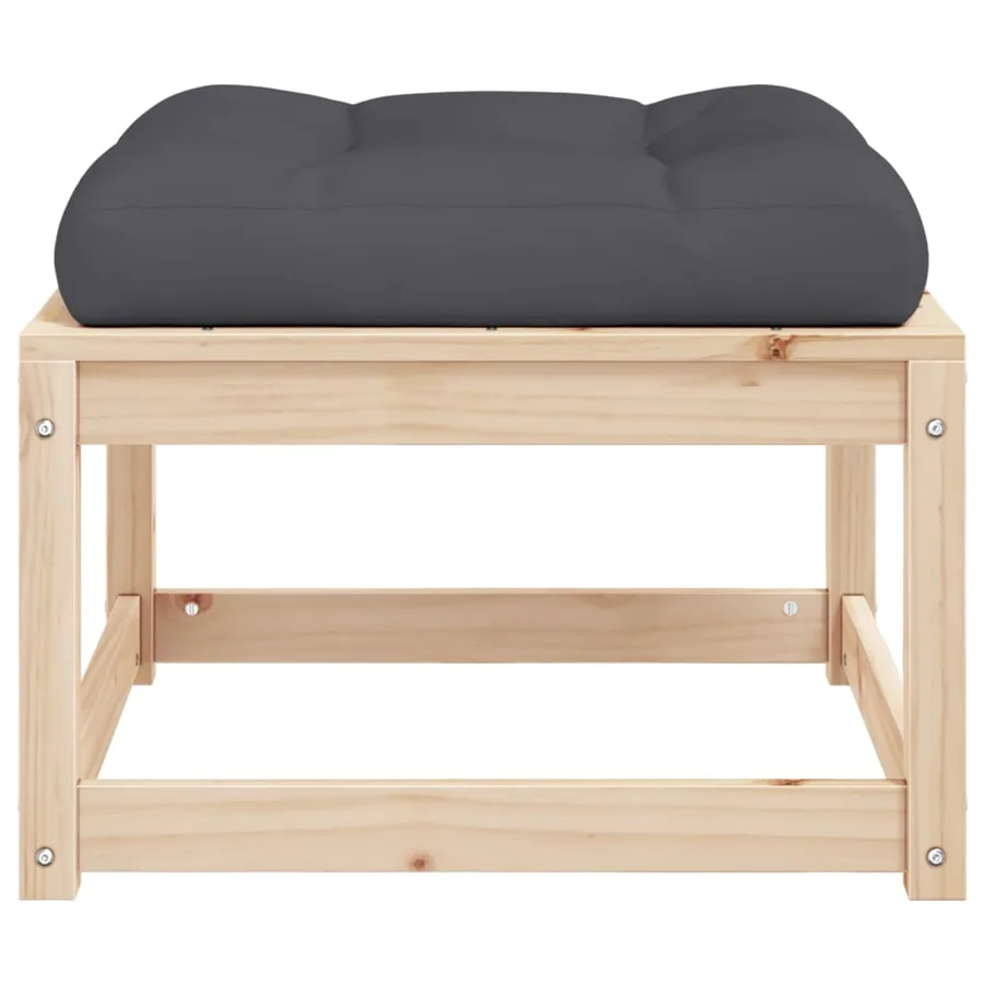 Repose-pied de jardin avec coussins bois de pin massif - 6