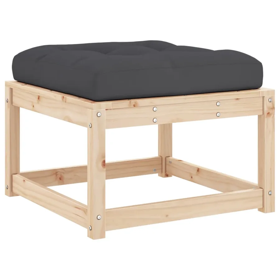 Repose-pied de jardin avec coussins bois de pin massif - 7