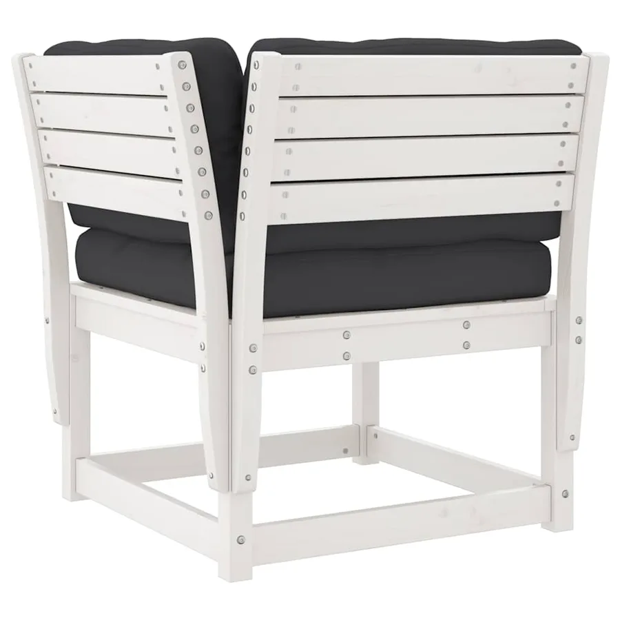 Salon de jardin 4 pcs avec coussins blanc bois de pin massif - 4