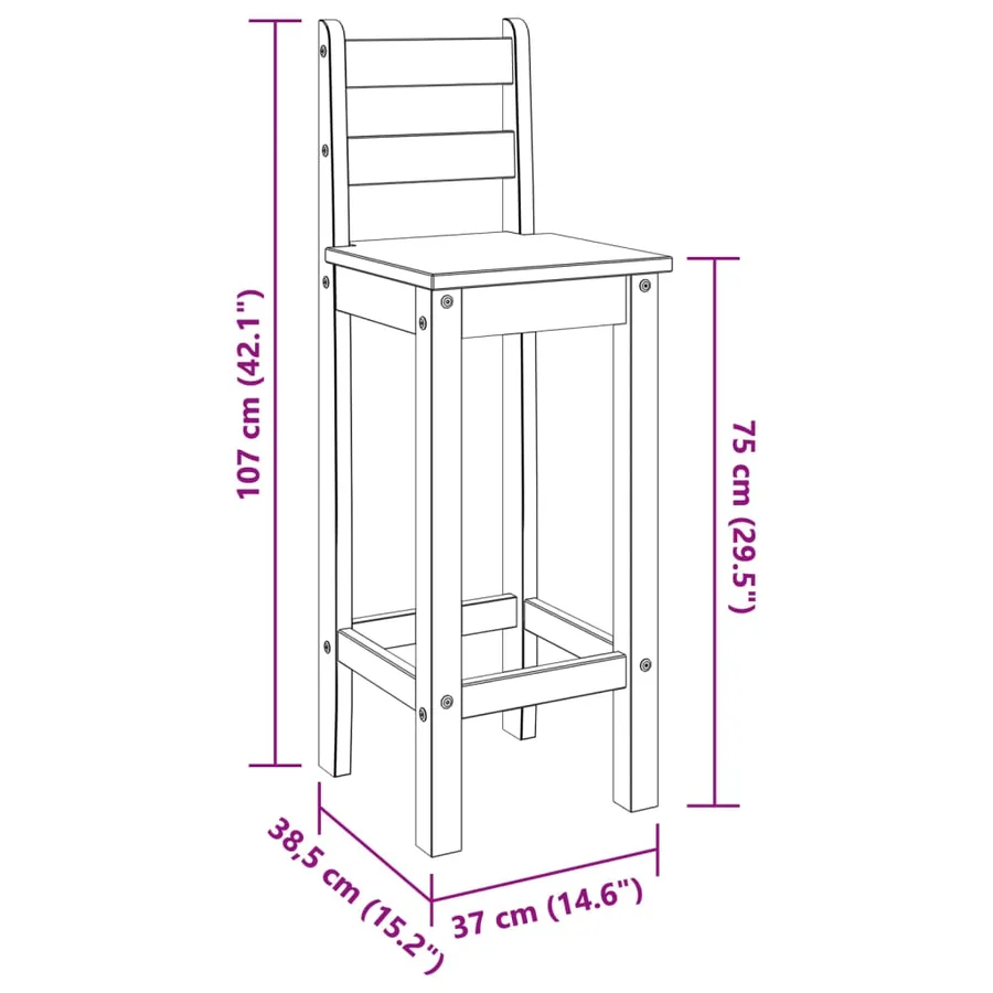 Ensemble de bar 3 pcs Bois de pin massif - 15