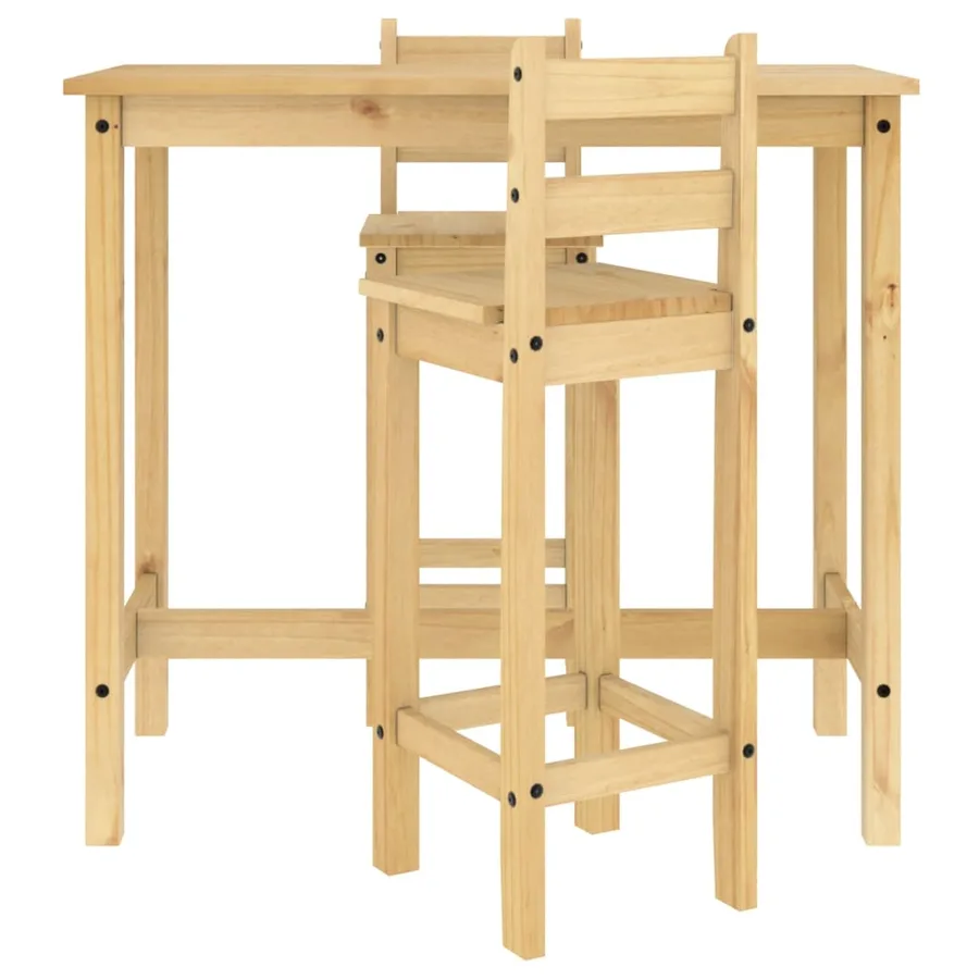 Ensemble de bar 3 pcs Bois de pin massif - 4