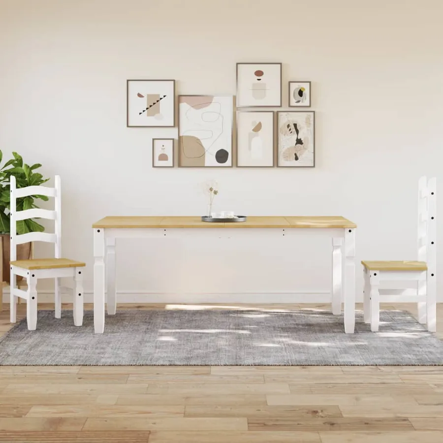 Table à manger Corona blanc 180x90x75 cm bois massif de pin - 3