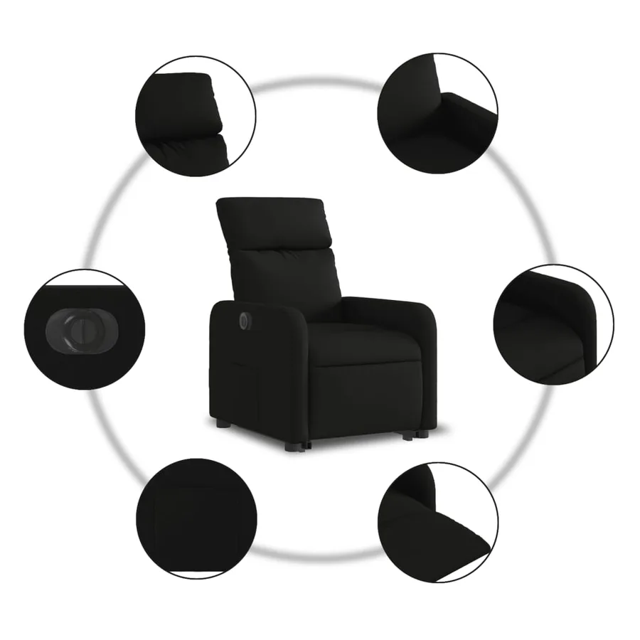 Fauteuil inclinable électrique noir tissu - 8