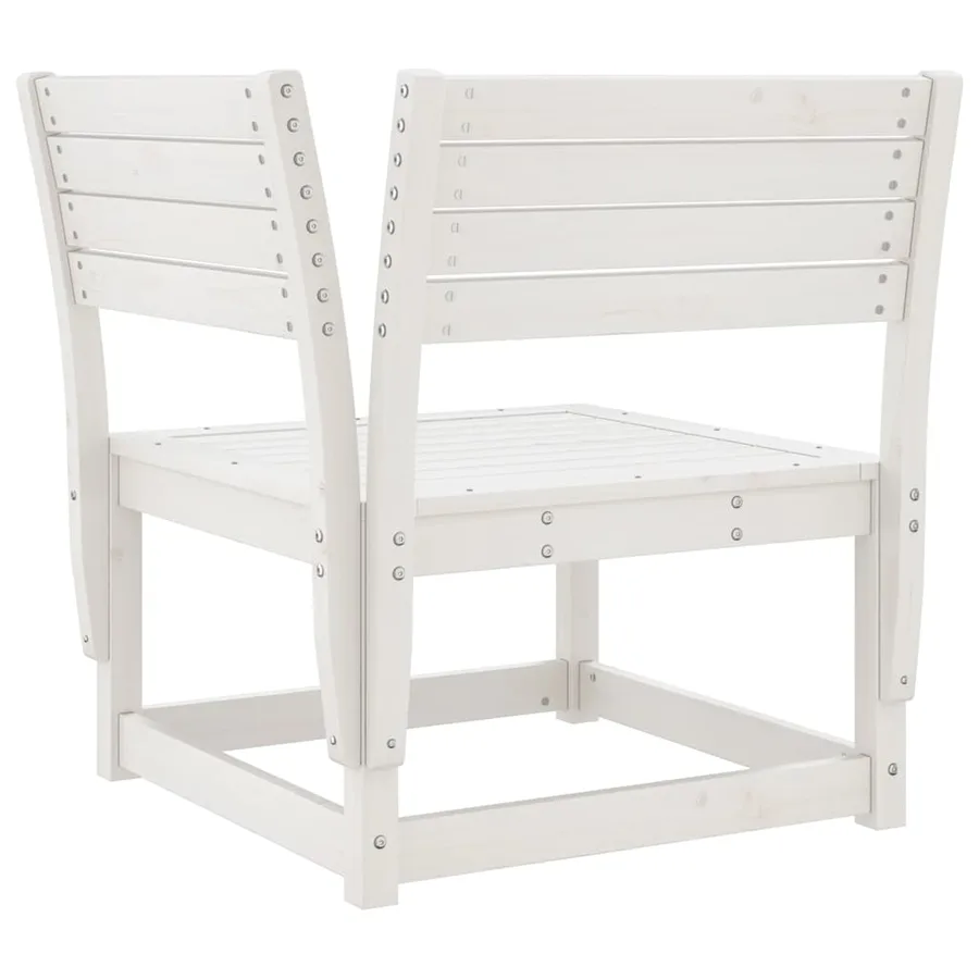 Salon de jardin 6 pcs blanc bois de pin massif - 6