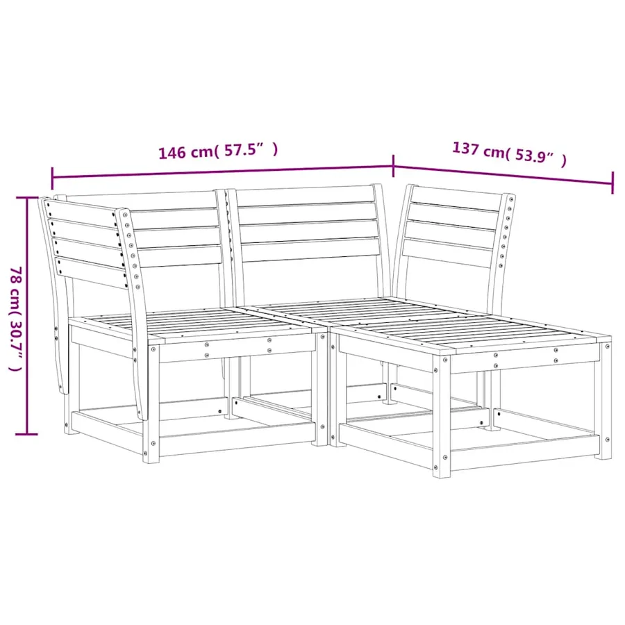 Salon de jardin 3 pcs cire marron bois de pin massif - 7