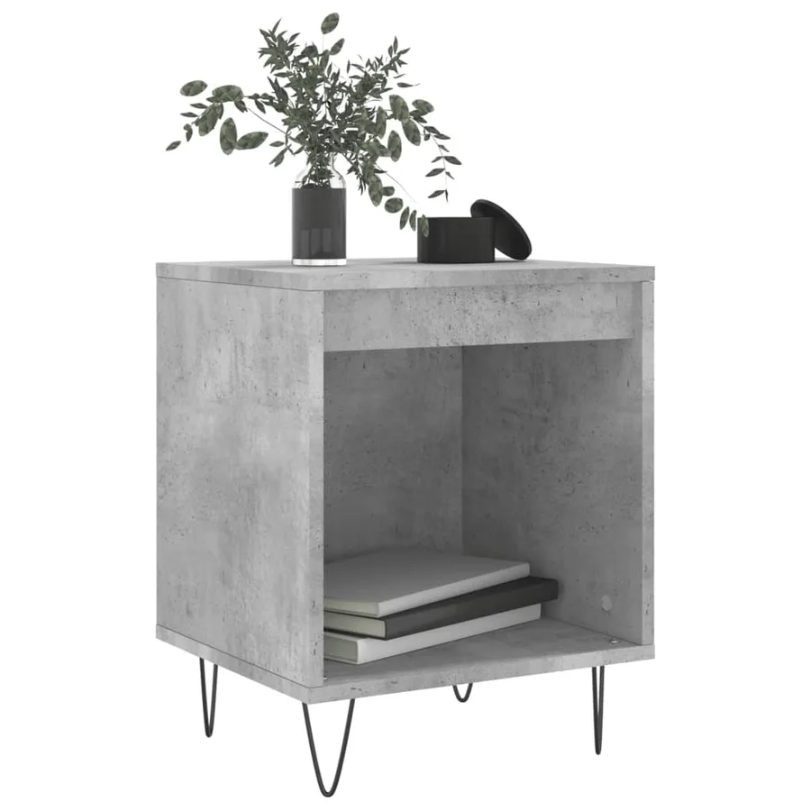 Table de chevet gris béton 40x35x50 cm bois d’ingénierie - 3