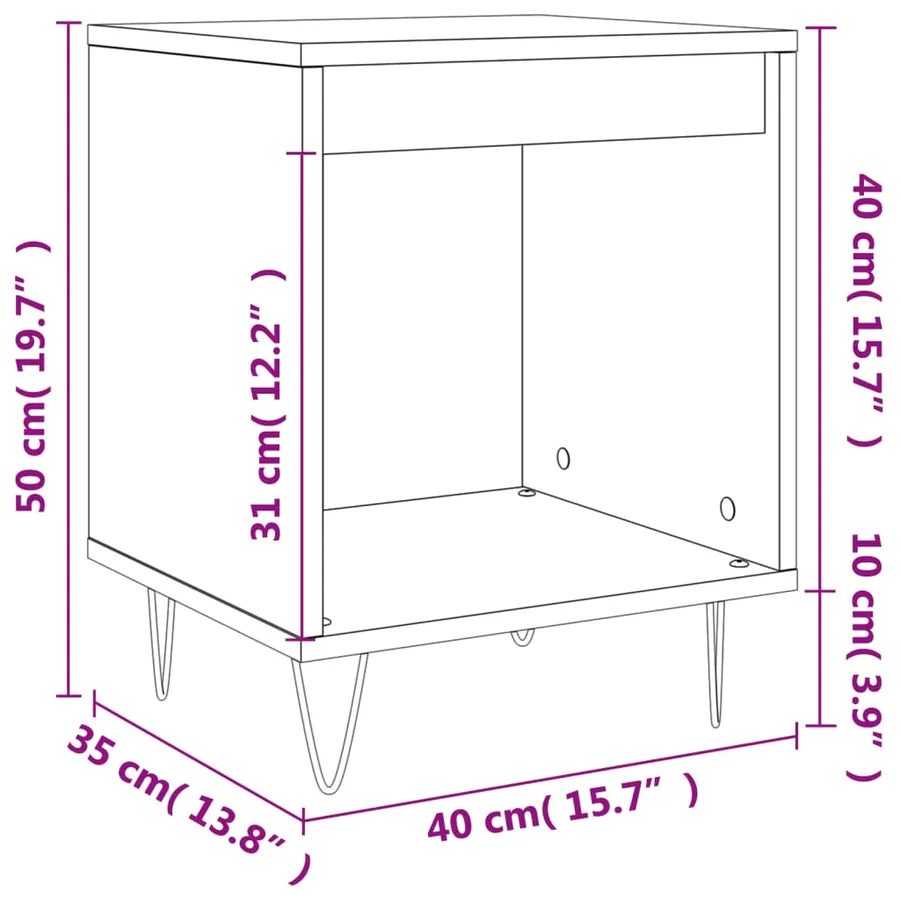 Table de chevet gris béton 40x35x50 cm bois d’ingénierie - 9