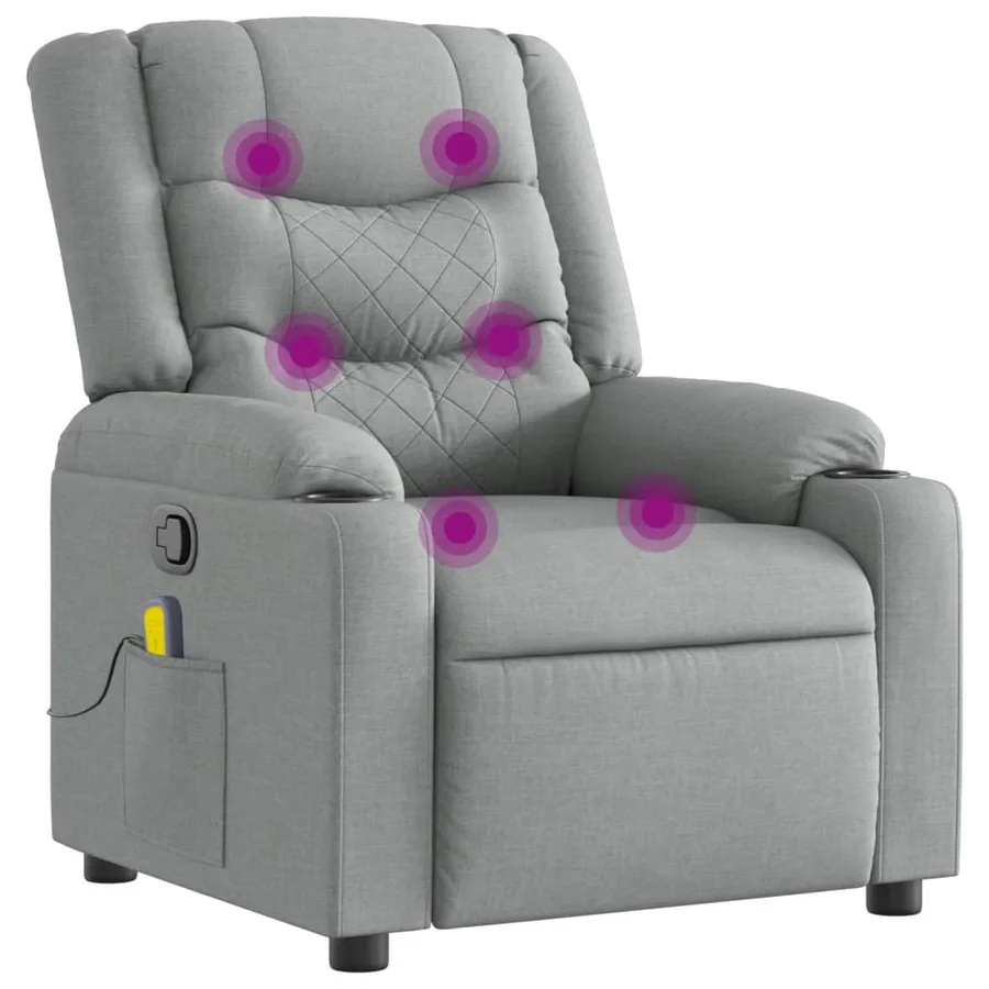 Fauteuil inclinable de massage en tissu gris clair - 2