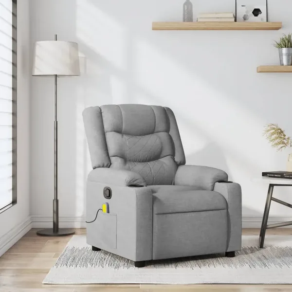 Fauteuil de massage inclinable Gris clair Tissu