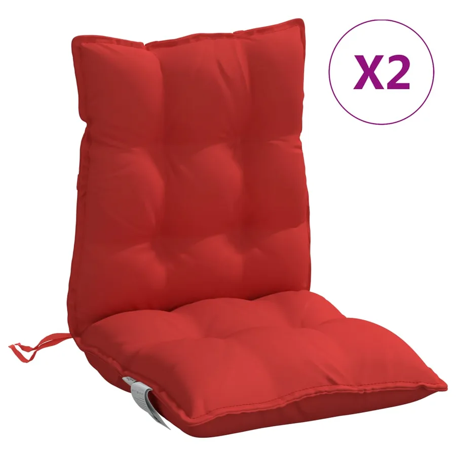 Coussins de chaise à dossier bas lot de 2 rouge tissu oxford - 2