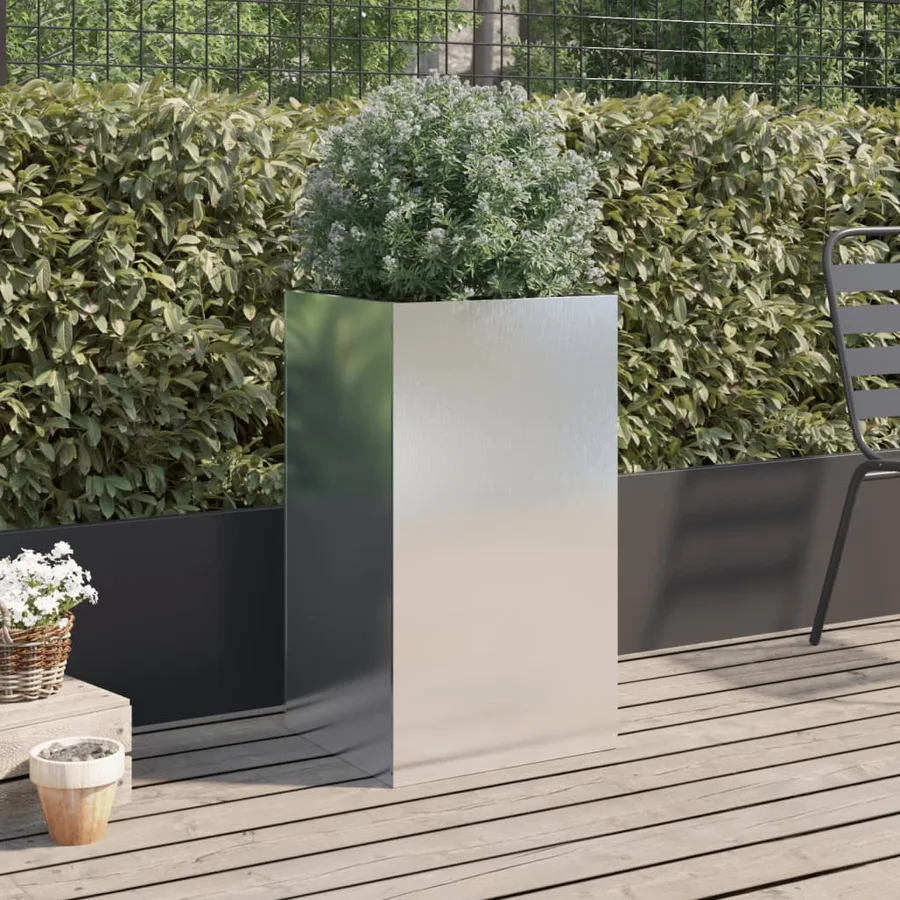 Jardinière argenté 42x38x75 cm acier inoxydable - 3
