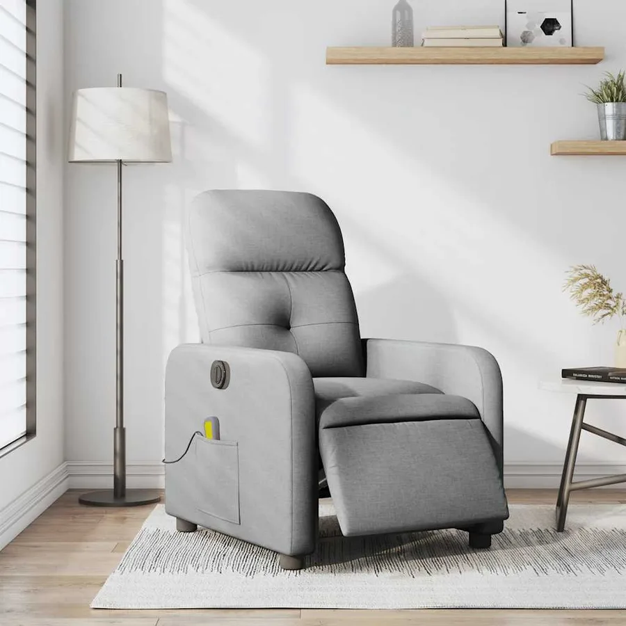 Fauteuil de massage inclinable électrique gris clair tissu - 15