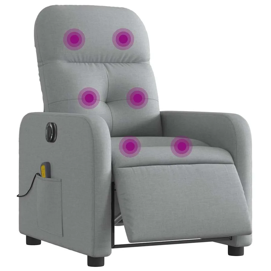 Fauteuil de massage inclinable électrique gris clair tissu - 3