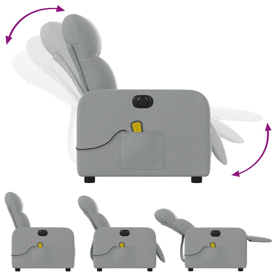 Fauteuil de massage inclinable électrique gris clair tissu - 7
