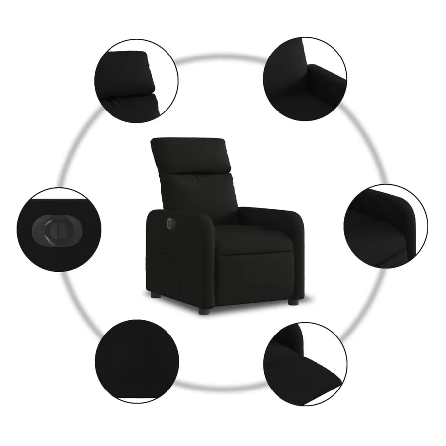 Fauteuil inclinable électrique Noir Tissu - 8