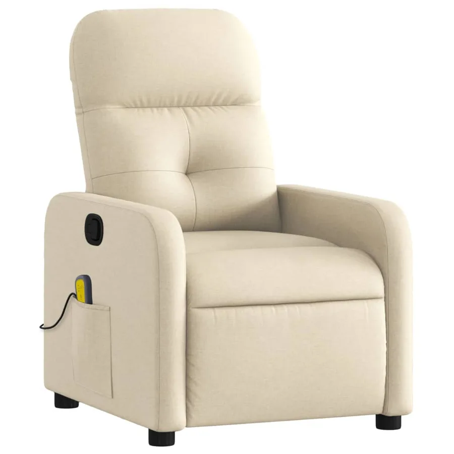 Fauteuil inclinable de massage crème tissu - 3