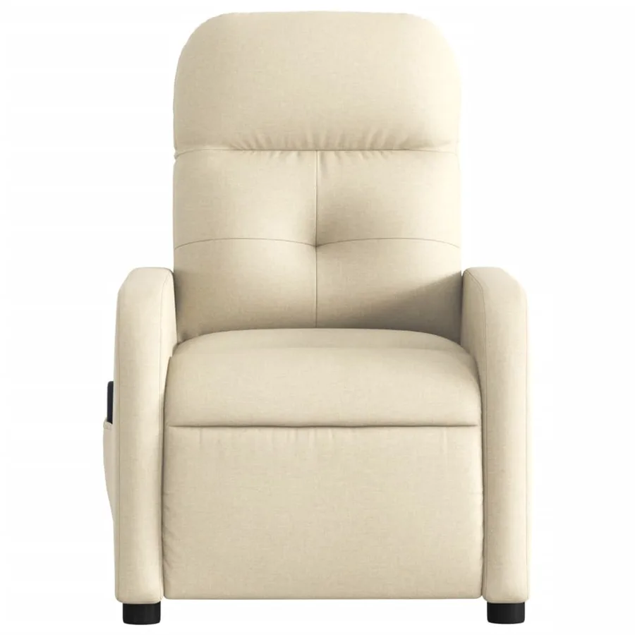 Fauteuil inclinable de massage crème tissu - 7
