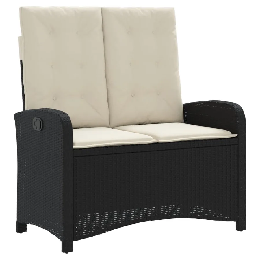 Banc inclinable de jardin avec coussins noir résine tressée - 2