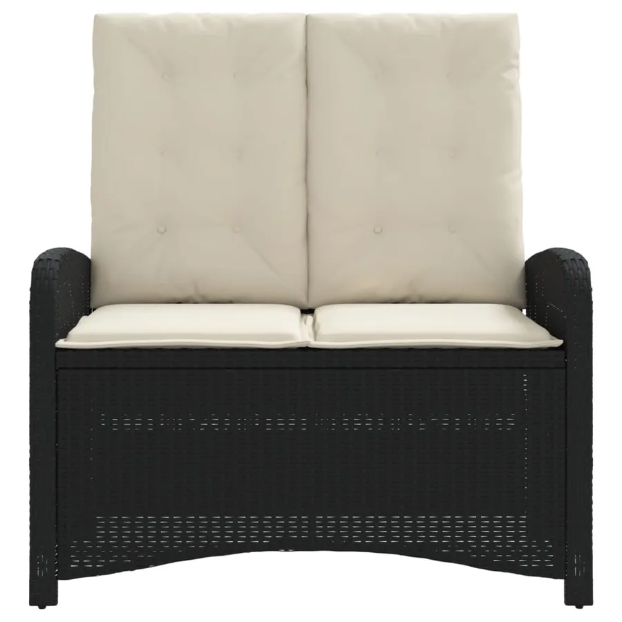 Banc inclinable de jardin avec coussins noir résine tressée - 3