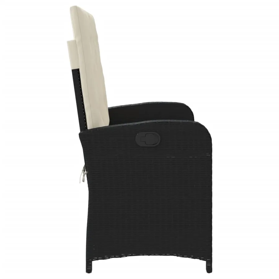 Banc inclinable de jardin avec coussins noir résine tressée - 4
