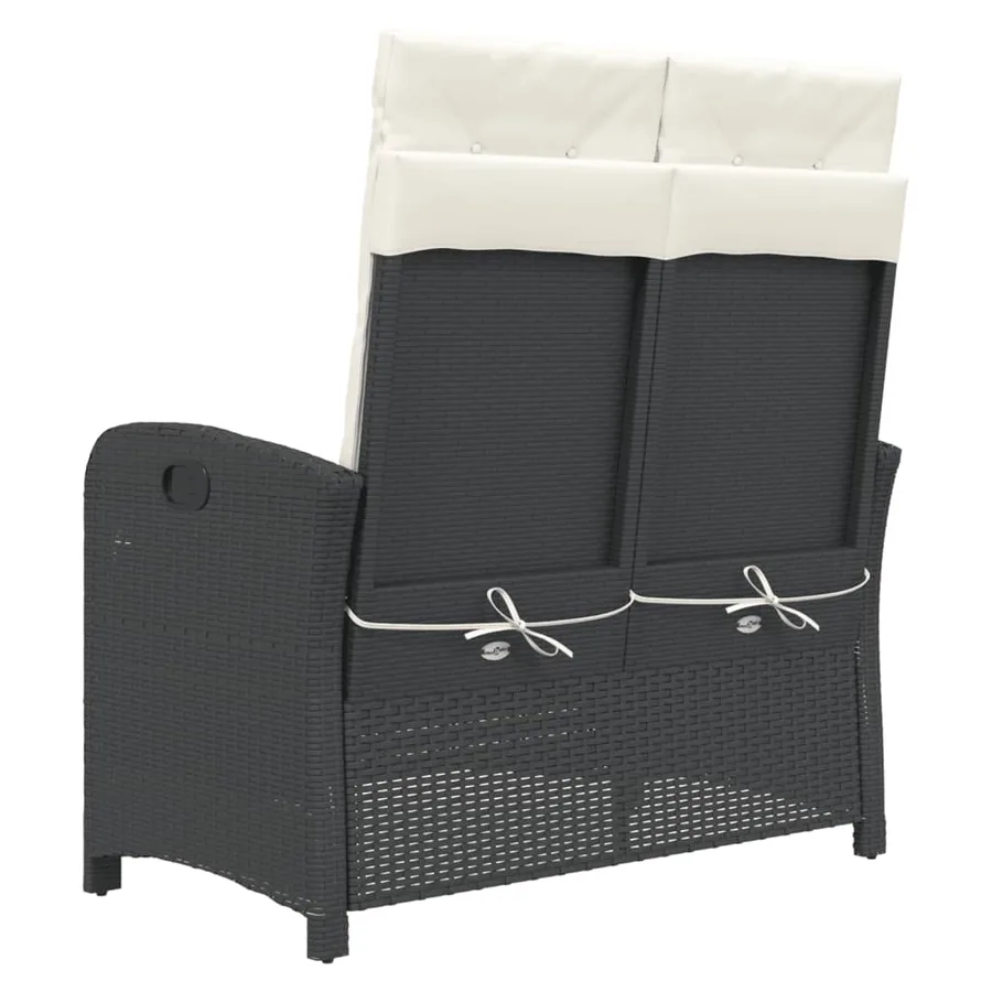 Banc inclinable de jardin avec coussins noir résine tressée - 5